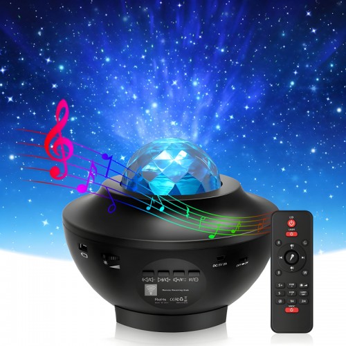 Compact Multi-Functional LED Galaxy Projector Light with Built-in Bluetooth Speaker - Portable Mini Design